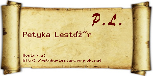 Petyka Lestár névjegykártya